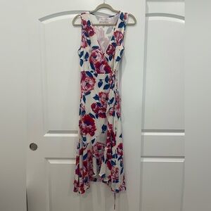 Charles Henry Pink and Blue Floral Maxi Dress